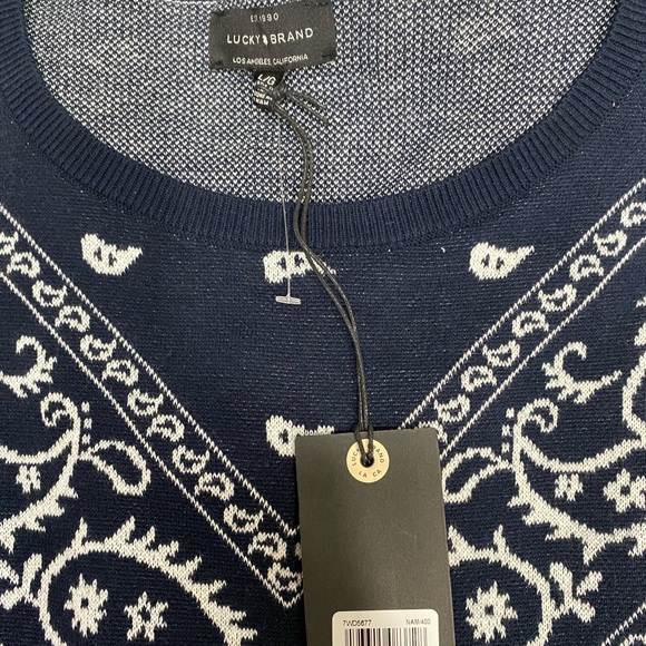 Lucky Brand blue bandanna print sweater NWT. - Picture 7 of 7